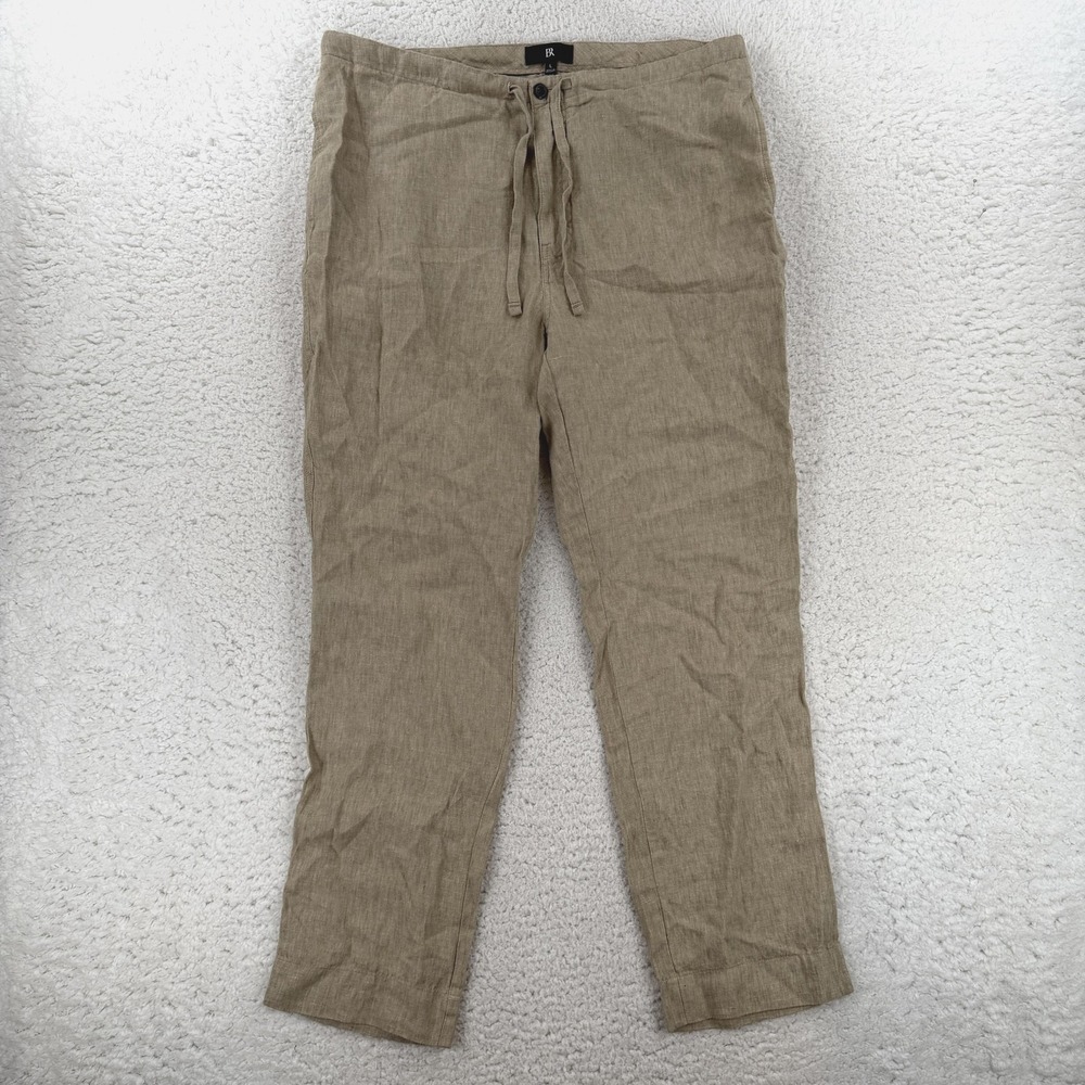 Banana Republic Chino Pants Mens Large Beige Relaxed Fit Linen Drawstring 40x33
